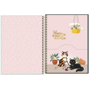Caderno 1 Matéria Universitário Espiral Purrfect Cats - Tilibra