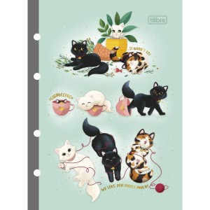 Refil Tiliflex para Caderno Argolado Colegial Purrfect Cats 80 Folhas - Tilibra