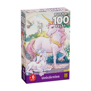 Quebra-cabeça 100 peças Unicórnios - Grow