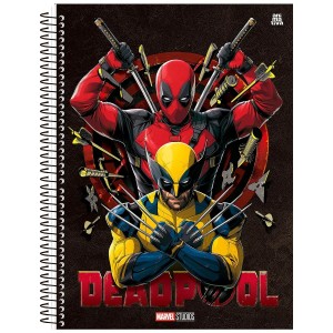 Caderno 1 Matéria Universitário Espiral Deadpool - Animativa