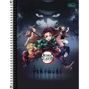 Caderno 10 Matérias Universitário Espiral Demon Slayer - Tilibra