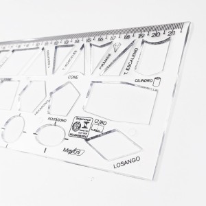Régua Geométrica Escolar 21,5 cm Cristal - MaxCril