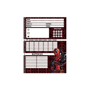 Caderno 10 Matérias Universitário Espiral Deadpool - São Domingos