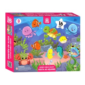 Quebra-cabeça Gigante 16 peças Madeira Visita ao Aquário - Nig Brinquedos