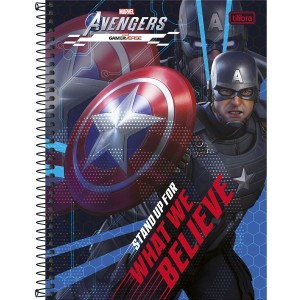 Caderno 1 Matéria Universitário Espiral Vingadores Capitão América - Tilibra