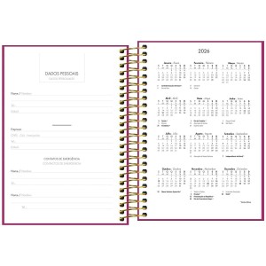 Agenda 2026 Executiva Espiral Diária 12,9 x 18,7 cm Napoli Rosa - Tilibra