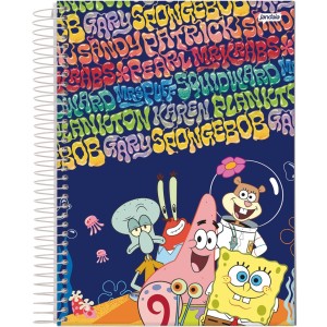 Caderno 10 Matérias Universitário Espiral Bob Esponja - Jandaia