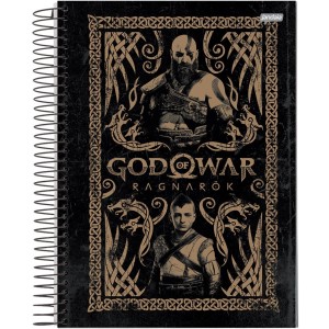 Caderno 10 Matérias Universitário Espiral God Of War Ragnarok - Jandaia