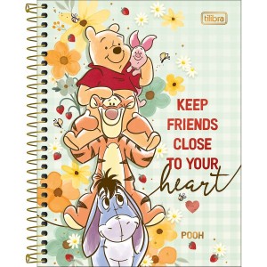 Caderno COLEGIAL 10 Matérias Espiral Pooh - Tilibra