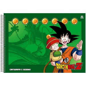 Caderno Dragon Ball Z Cartografia e Desenho 60 Folhas Espiral - Animativa