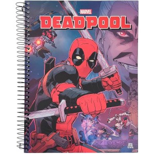 Caderno 10 Matérias Universitário Espiral Deadpool - Animativa