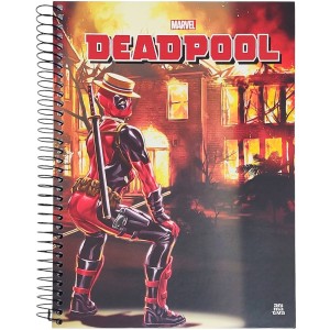 Caderno 10 Matérias Universitário Espiral Deadpool - Animativa
