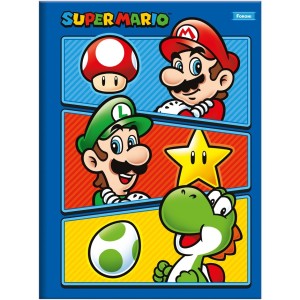 Caderno Brochurão Capa Dura Super Mario 80 Folhas - Foroni