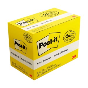 Bloco de Notas Adesivas Post-it 3M - 38mm x 50mm - Kit com 24 Blocos - 3M