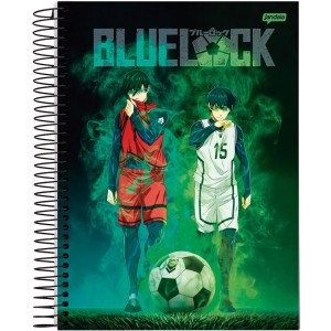 Caderno 10 Matérias Universitário Espiral Blue Lock - Jandaia