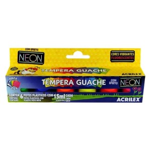 Tinta Guache Com Efeito Neon 6 Cores - Acrilex