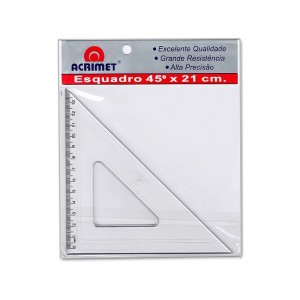 Esquadro Escolar Acrílico 45º X 21cm - Acrimet