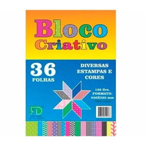 Bloco Criativo 36 Folhas - Estampas Variadas - 120g/m²