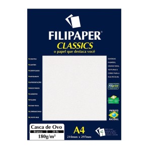 Papel Especial Casca de Ovo Branco 180g/m² - 20 Folhas - Filipaper