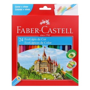Lápis de Cor Faber-Castell 24 Cores – Com 1 Metálico