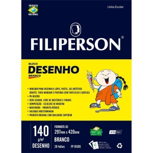 Bloco Desenho A3 Creme - 20 Folhas 140g/m² - Filiperson