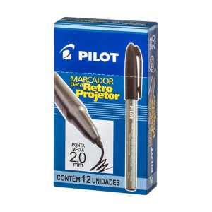 Caneta Marcador Retro Projetor 2.0 Preta - Caixa c/ 12 Unidades - Pilot