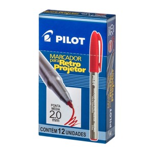 Caneta Marcador Retro Projetor 2.0 Vermelha - Caixa c/ 12 Unidades - Pilot