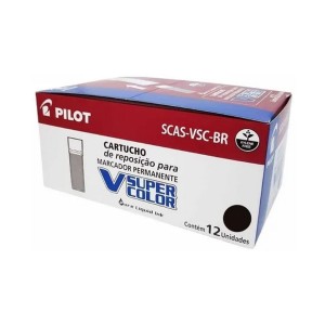 Refil Para Marcador Permanente V-Super Color - Caixa com 12 Unidades - PRETO - Pilot