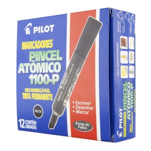 Pincel Atômico 1100-P Preto - Kit c/ 5 Caixas - Pilot