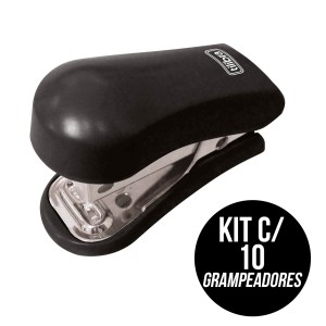 Kit com 10 Grampeadores 12 Folhas Mini com Extrator G101 - Preto - Tilibra