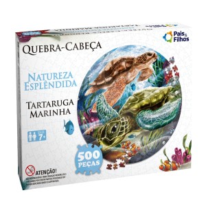 Quebra-cabeça Redondo 500 Peças Tartaruga Marinha - Natureza Esplêndida - Pais & Filhos