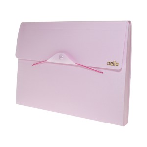 Pasta Sanfonada A4 12 Divisórias Linho Serena Rosa Pastel - Dello