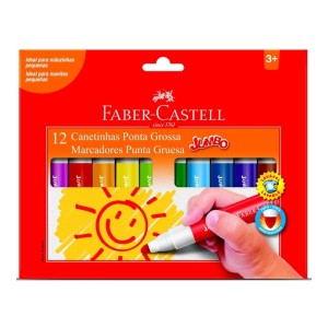 Canetinhas Jumbo 12 Cores - Ponta Grossa - Faber-Castell