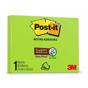 Bloco Notas Adesivas Post-it Verde Limeade 76mm x 102mm 90 folhas - 3M