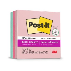 Bloco Notas Adesivas Post-it 3 Blocos 76mm x 76mm 270 folhas - 3M