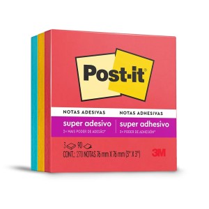Bloco Notas Adesivas Post-it 3 Blocos 76mm x 76mm 270 folhas - 3M
