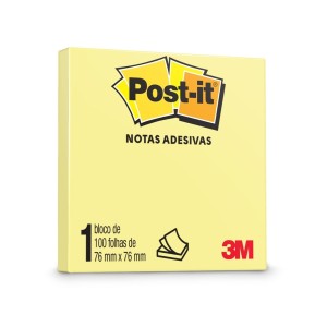 Bloco Notas Adesivas Post-it Amarelo 76 mm x 76 mm 100 folhas - 3M