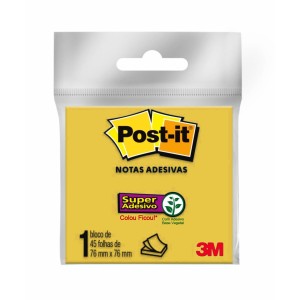 Bloco Notas Super Adesivas Post-it Amarelo 76 mm x 76 mm 45 folhas - 3M