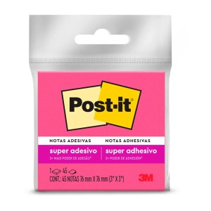 Bloco Notas Super Adesivas Post-it Rosa Neon 76 mm x 76 mm 45 folhas - 3M