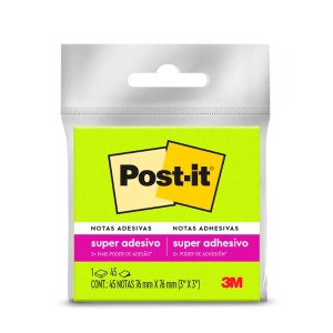 Bloco Notas Super Adesivas Post-it Verde Neon 76 mm x 76 mm 45 folhas - 3M
