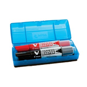 Kit Apagador Quadro Branco 150-N Flip Top + 2 Marcadores Quadro Branco V-Board Master - Pilot