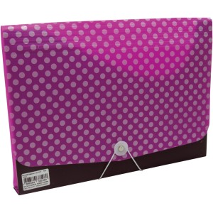 Pasta Sanfonada Dots Rosa A4 - 12 Divisórias - Polibras