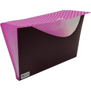 Pasta Sanfonada Dots Rosa A4 - 12 Divisórias - Polibras