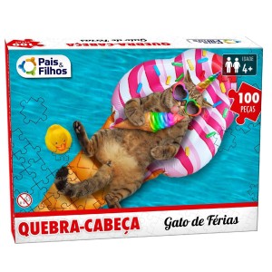 Quebra-cabeça 100 peças Gato de Férias - Pais & Filhos