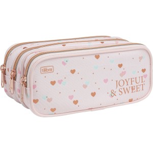 Estojo Triplo Grande Académie Coração Metalizado - Tilibra